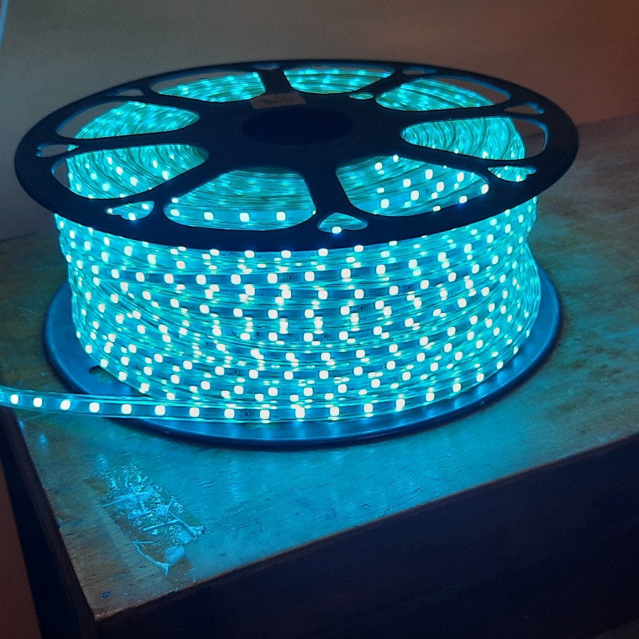 Lampu led Strip / Rope LED 5050 Warna Biru muda / Ice Blue SMD 5050 IP44