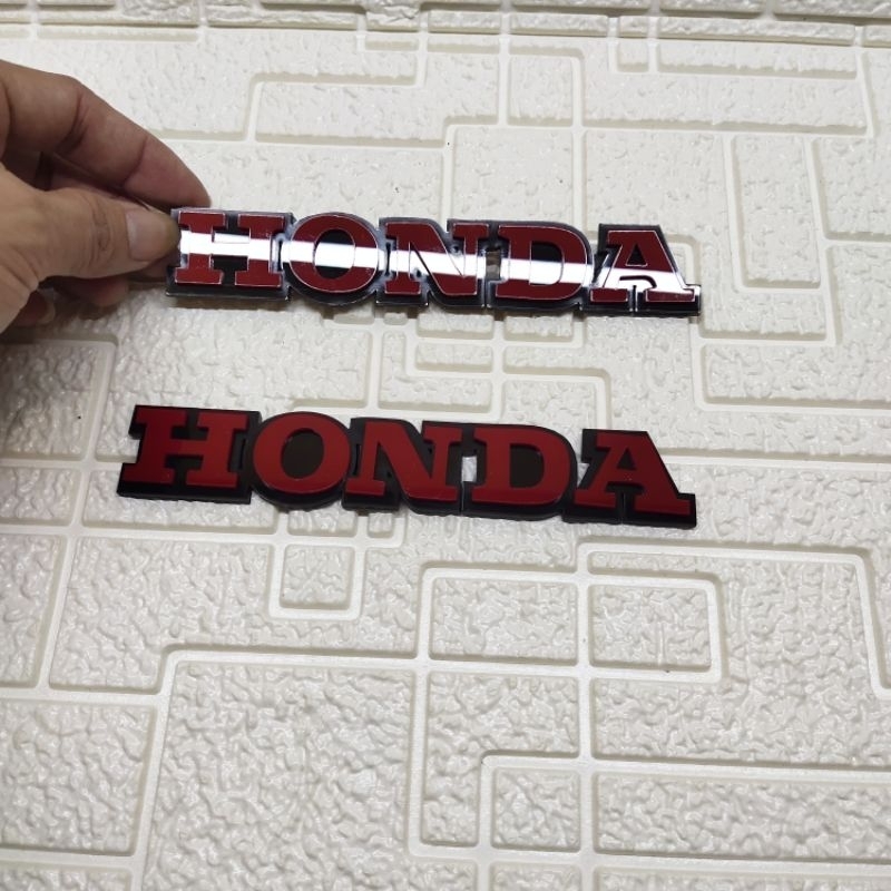 Emblem Honda timbul 3D bahan alklirik emblem tulisan Honda plus double tipe