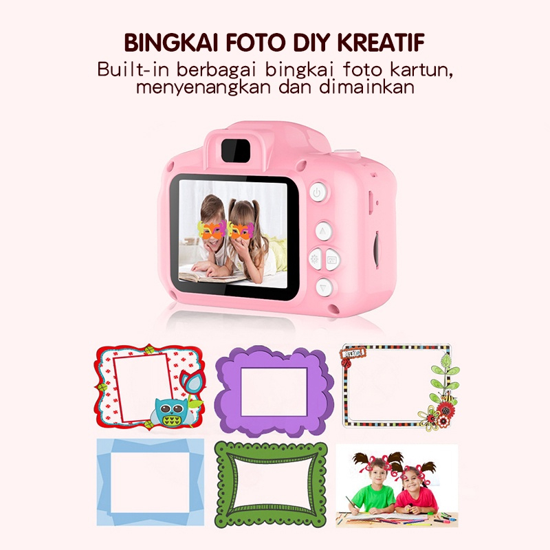 【COD】Kamera anak-anak Kamera Digital Mini Anak USB 2.0 IPS 800W piksel | DSLR Mainan Foto Video| Kids Action Camera Digital