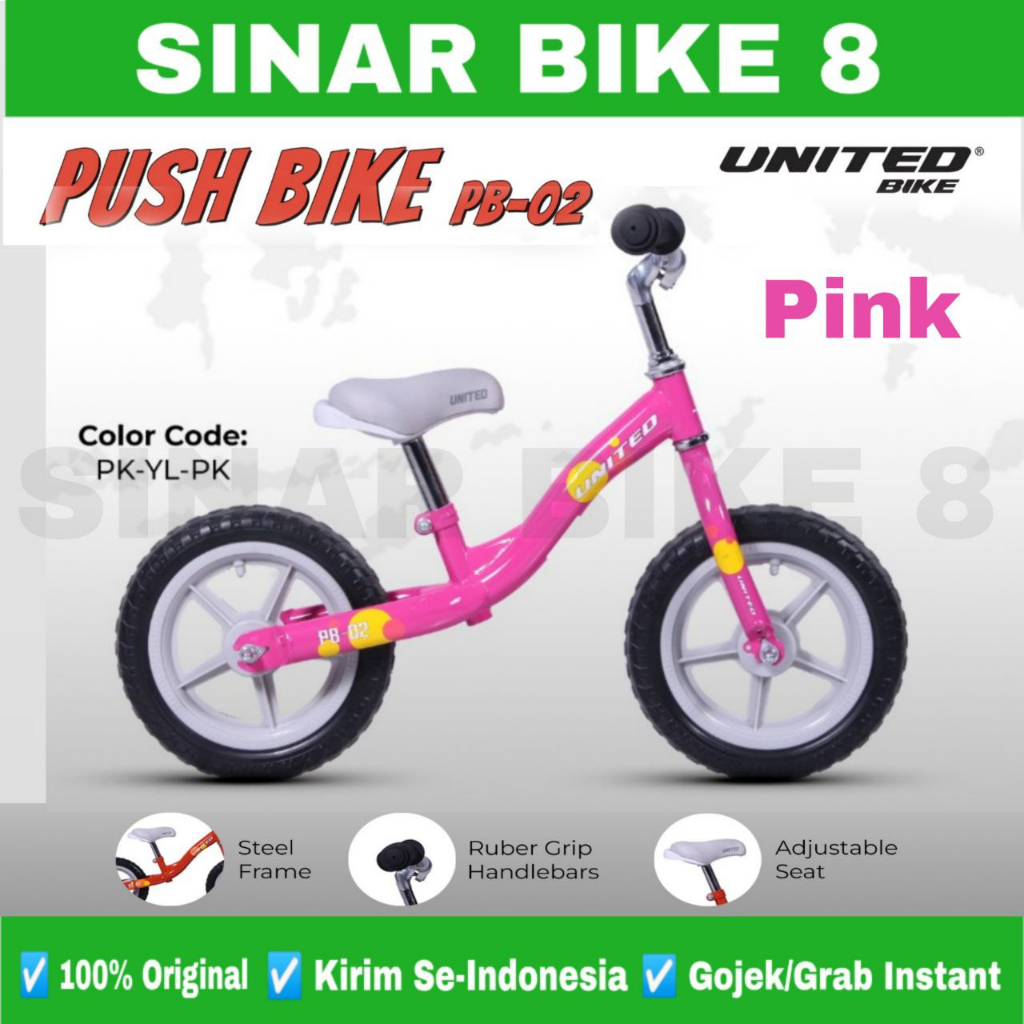 Push Bike UNITED PB 02 Sepeda Keseimbangan Anak Usia 2-4 Th Ban Eva