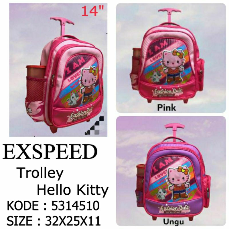 Tas Trolley Karakter Anak Perempuan 5313511 5313510 5314510 13inch 14inch Hello Kitty Unicorn