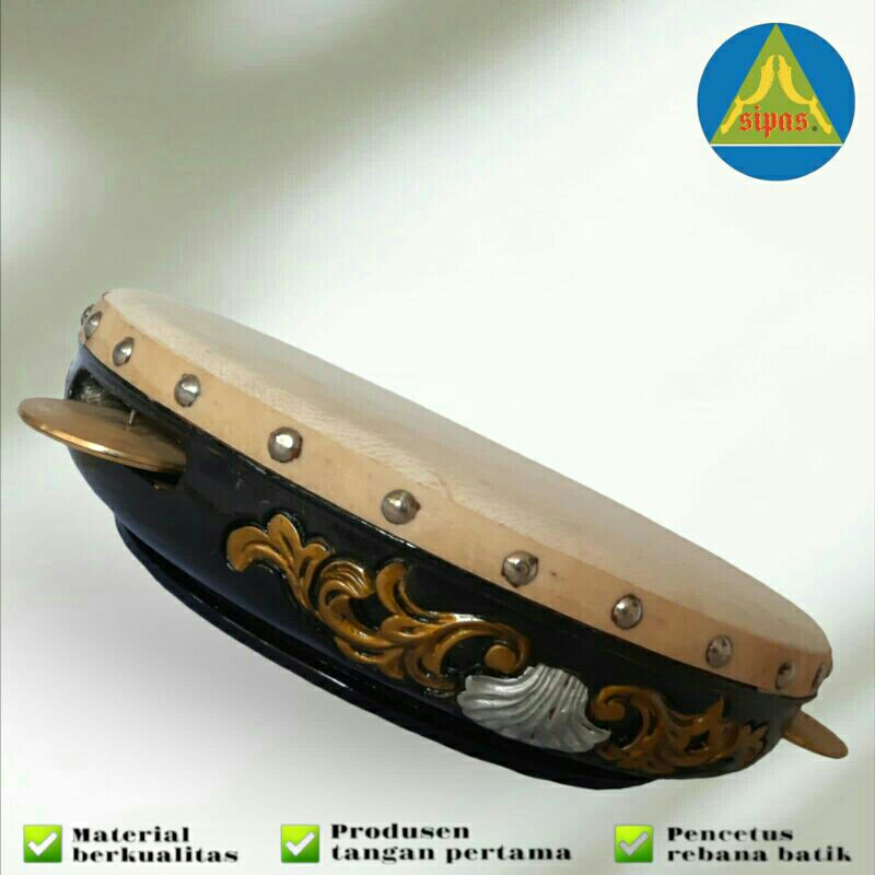 Rebana Hadroh banjari ukir kayu mahoni satuan kricik kuningan 30 cm