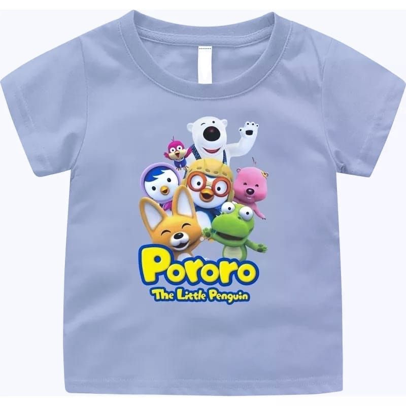 Kaos sablon dtf anak gambar pororo viral unisex 1-7 tahun