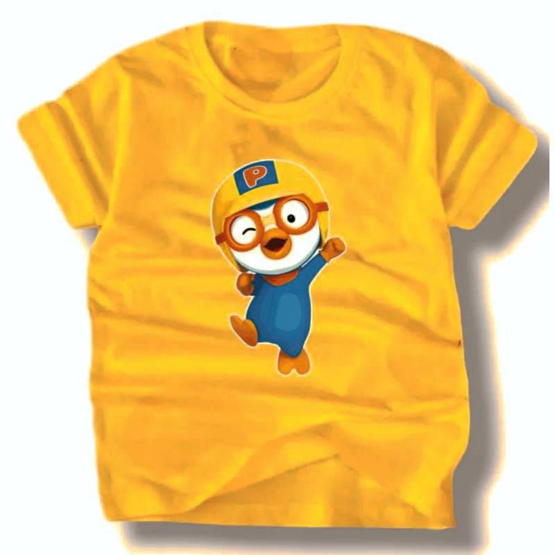 Kaos sablon dtf anak unisex gambar pororo viral usia 1-7 tahun