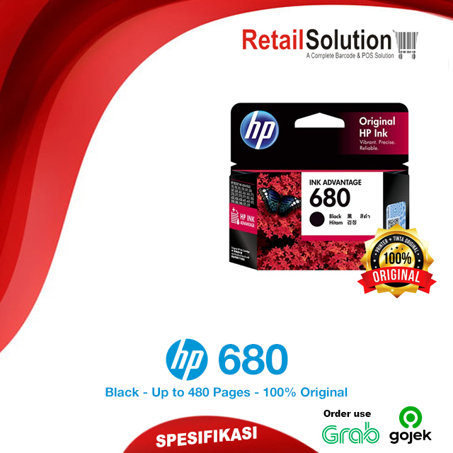 Tinta HP 680 Black - Original HP Cartridge HP 2135 1115 Hitam