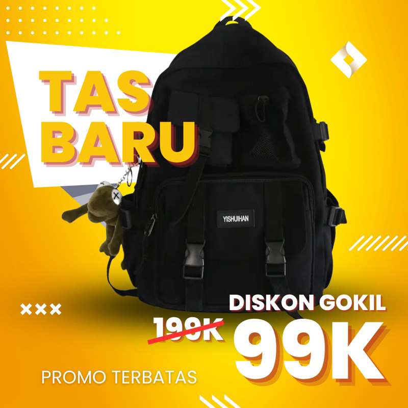 Tas Ransel Sekolah Laptop Anti Air Ukuran Besar Nilon Japan Style - Compo Bag - Polo felix