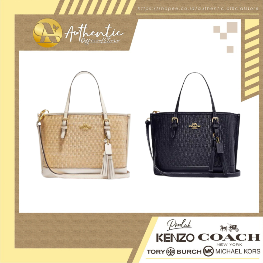 Coach Mollie Tote 25 In Straw and Smooth Leather CH210