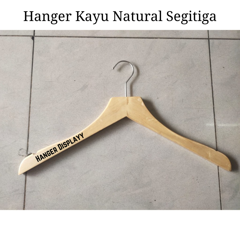 Hanger Kayu Natural Dewasa Gepeng Korea Model baru ( Segitiga )