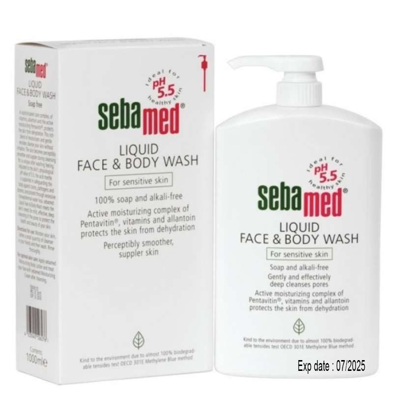 Sebamed Wajah Muka Dan Badan Sabun Mandi Cair Sebamed Liquid Face &amp; Body Wash 1000 ml/1 Liter