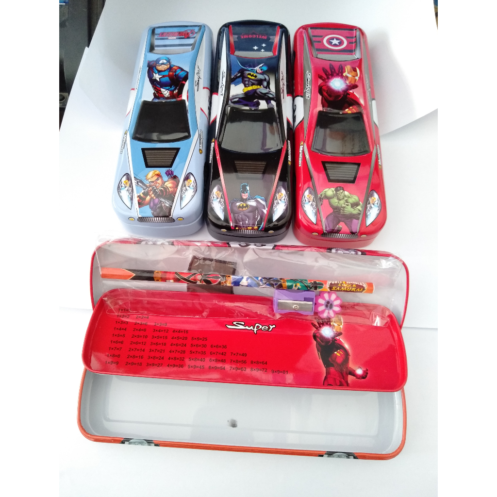 

Tempat Pensil/ Tepak kaleng bentuk Mobil karakter 2 susun
