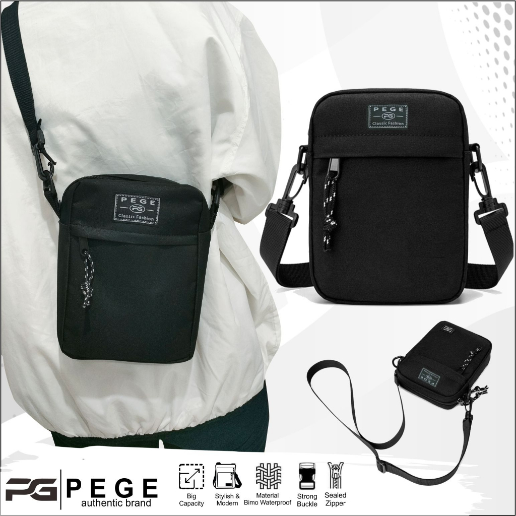 Tas Selempang Bahu Pria PEGE Monthy Slempang Slingbag Model Simpel Kasual  - PG 8938