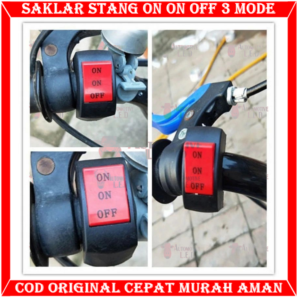 saklar stang on on off multi fungsi 3mode biasa buat lampu 2warna