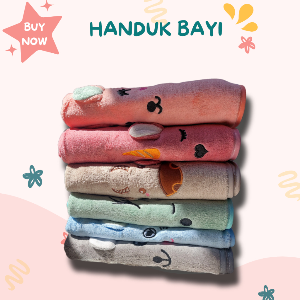 Handuk Bayi Microfiber Multifungsi Handuk Kecil Motif Kuping timbul Lucu Ukuran 100cm X 50cm