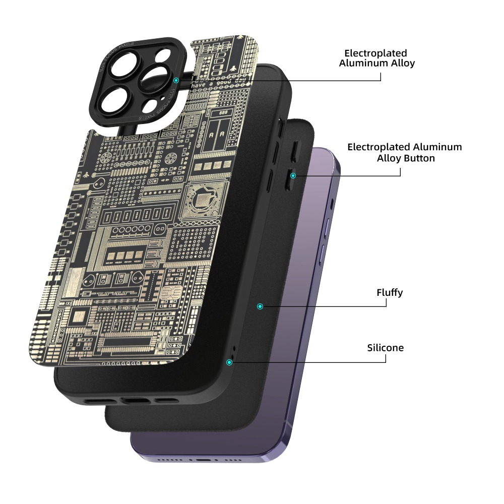 Circuit Board Pattern Phone Case For Iphone 14+ Plus 13 12 11 Pro Max Series Sense Of Technology Design