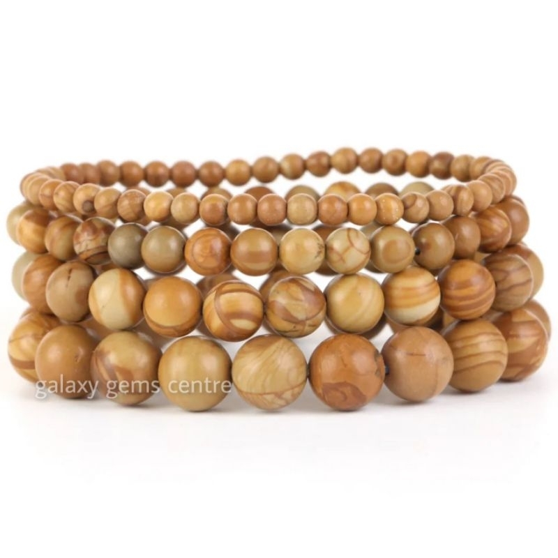 Gelang Tangan Batu Akik Fosil Kayu Original Stone