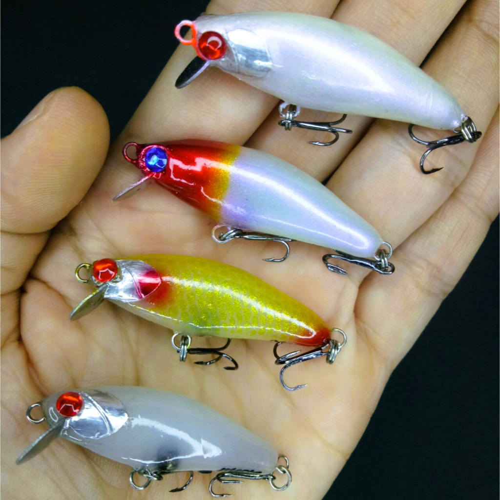 Minnow 4 cm Umpan Pancing Casting Hampala Gabus Baby GT Kerapu Mafia Water Handmade Lure Termasuk Tr