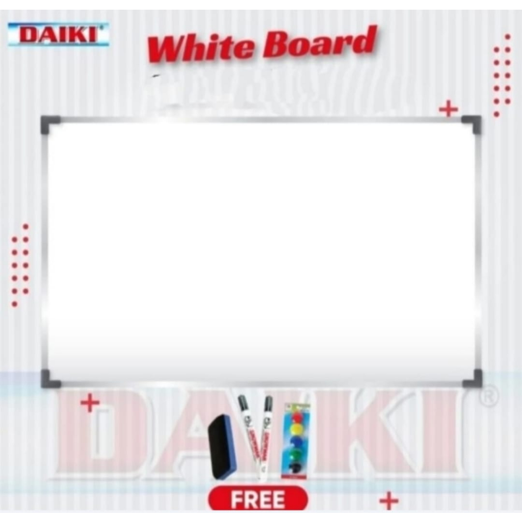 

Daiki Whoteboard Magnetic Single Face Gantung uk 100 x 120 cm.