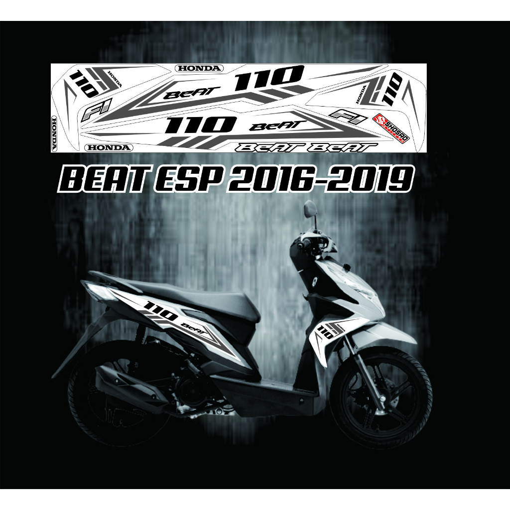 BEAT ESP ISS STIKER BEAT PUTIH striping  beat fi esp iss idling 2016 / 2018 merah putih stiker list 