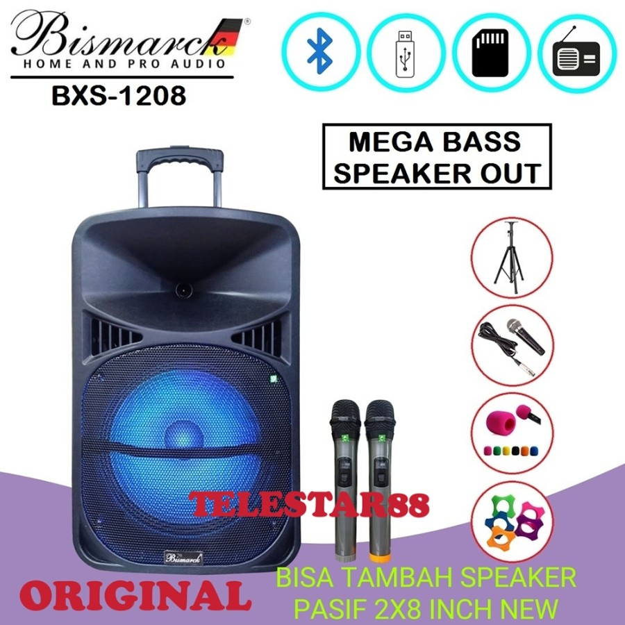 Speaker Portable Meeting 12 Inch Bismarck BSX1208 / BSX-1208 Mega Bass