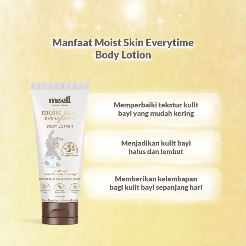 Moell Moist Skin Everytime Body Lotion 185gr  / Pelembab Kulit Bayi