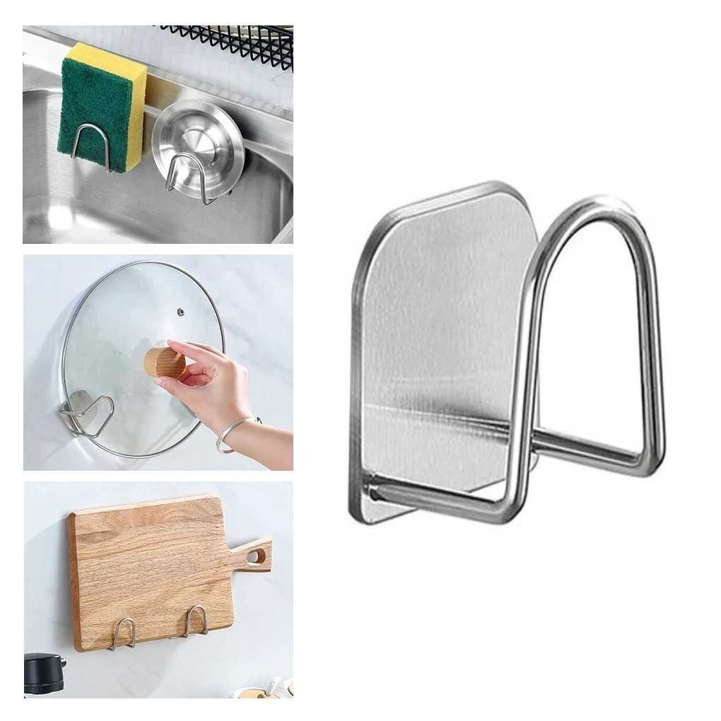 Gantungan Dapur Stainless Steel Kitchen Sponge Holder Tempat Gantung Alat Dapur Rekat Kuat Anti Lepas Berkualitas