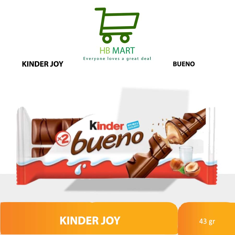 

CHOCOLATE KINDER BUENO MILK HAZELNUTS 43GR / Kinder Bueno Chocolate Hazelnut - Snack Cokelat / Kinder bueno with milk & hazelnuts 43gr