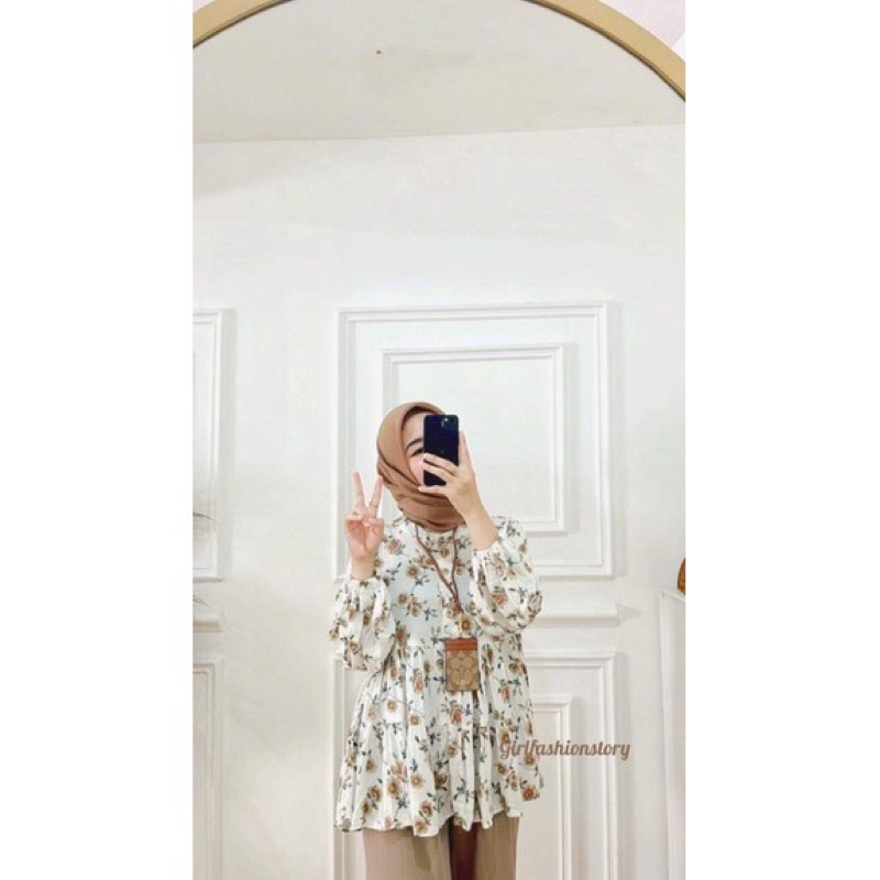 NALA TOP BLOUSE - ATASAN BLOUSE JUMBO MOTIF BUNGA