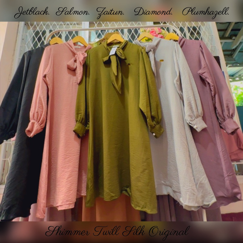 Middle Set Long Tunik Shimmer Silk Twill Original Import