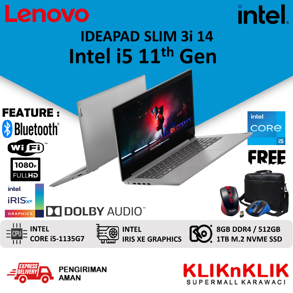 LENOVO IDEAPAD SLIM 3I 14 INTEL I5 1135G7 8GB 1TB SSD IRIS XE 14.0 FHD WIN11HOME