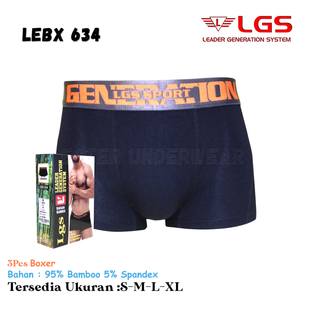 LGS Mens Underwear Premium Celana Boxer Pria LGS 634 Isi 3 Pcs