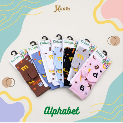 Kaos Kaki Jempol Anak KIDSA Sekolah TK Warna Motif Alphabet Cewek Cowok - KANIK