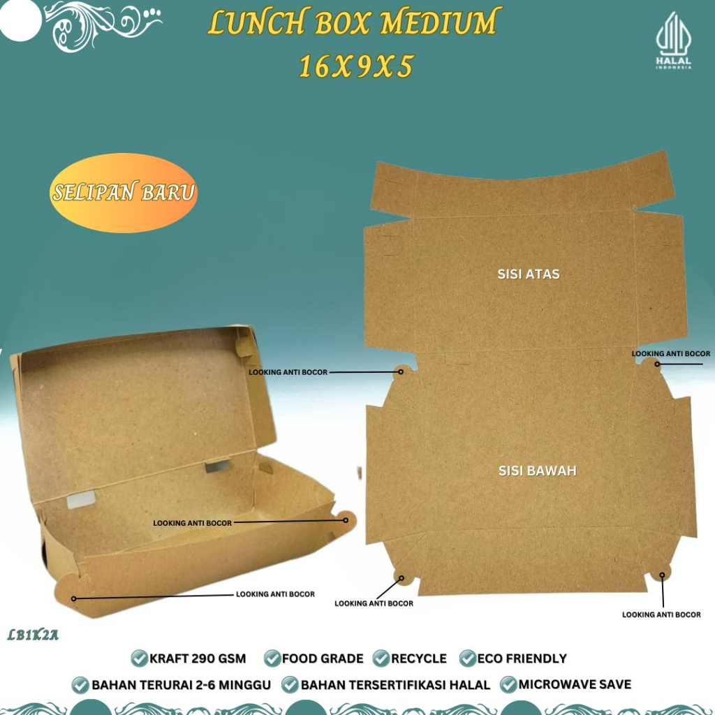 Lunch Box Medium Selipan Anti Bocor (LB1K2A-16X9X5 Cm)