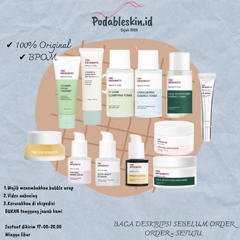READY STOCK The Originote Hyalucera Moisturizer Cica Jelly Booster Vitamin C Serum Eye Cream B5 Mice