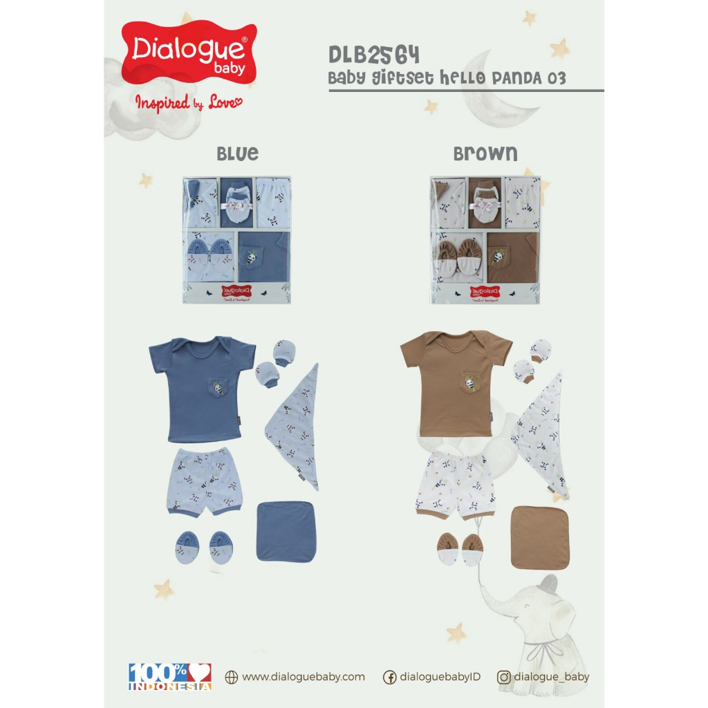 Dialogue Baby Gift Set Cute Panda &amp; Hello Panda Series - Set Hadiah Bayi Newborn DLB256