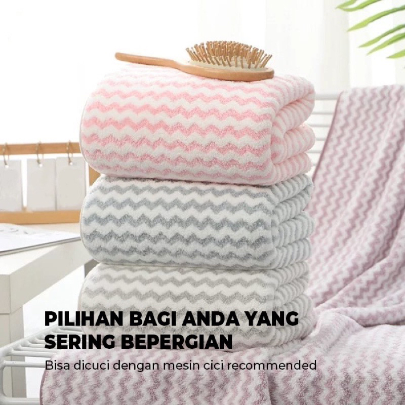 Handuk mandi dewasa microfiber SANGAT lembut dan menyerap air bahan premium