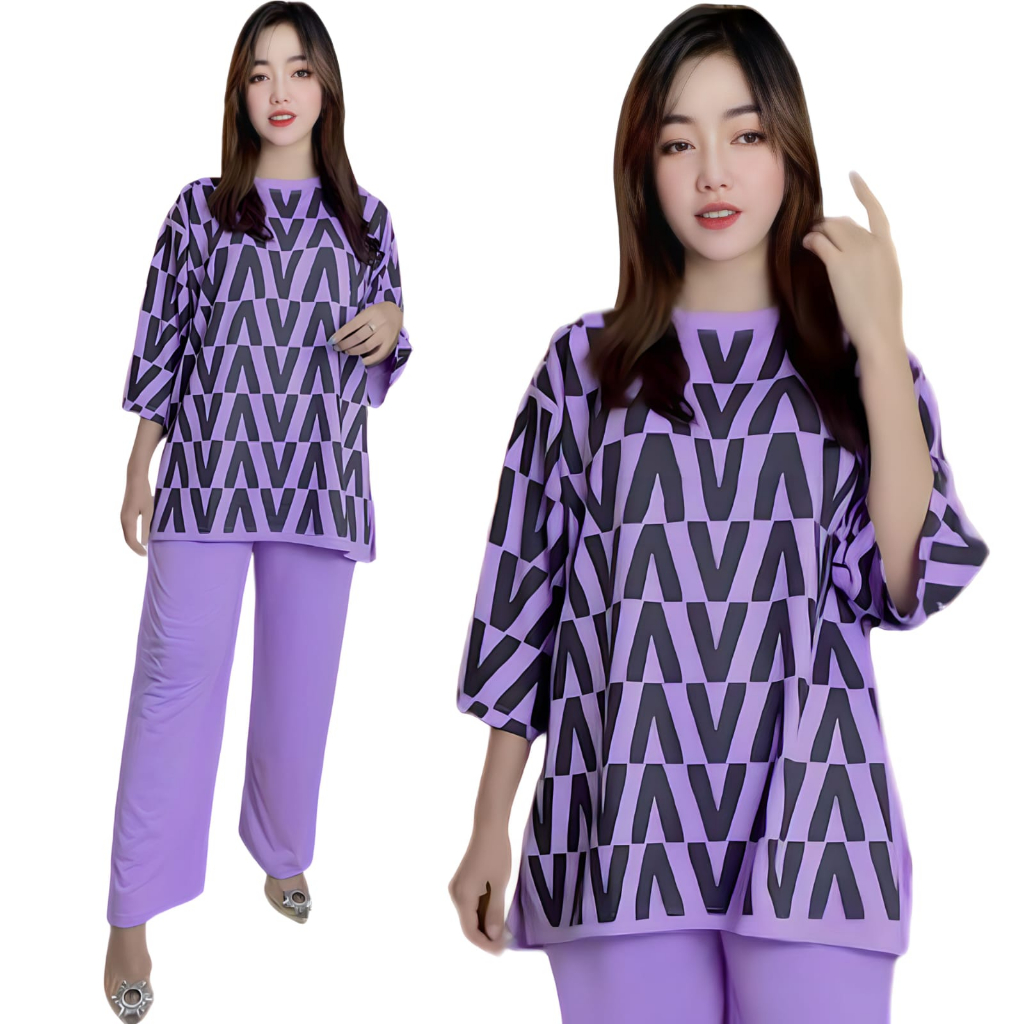 VISTATERRY LD 120 SETELAN WANITA CELANA DAN ATASAN OVERSIZE WANITA VIVI