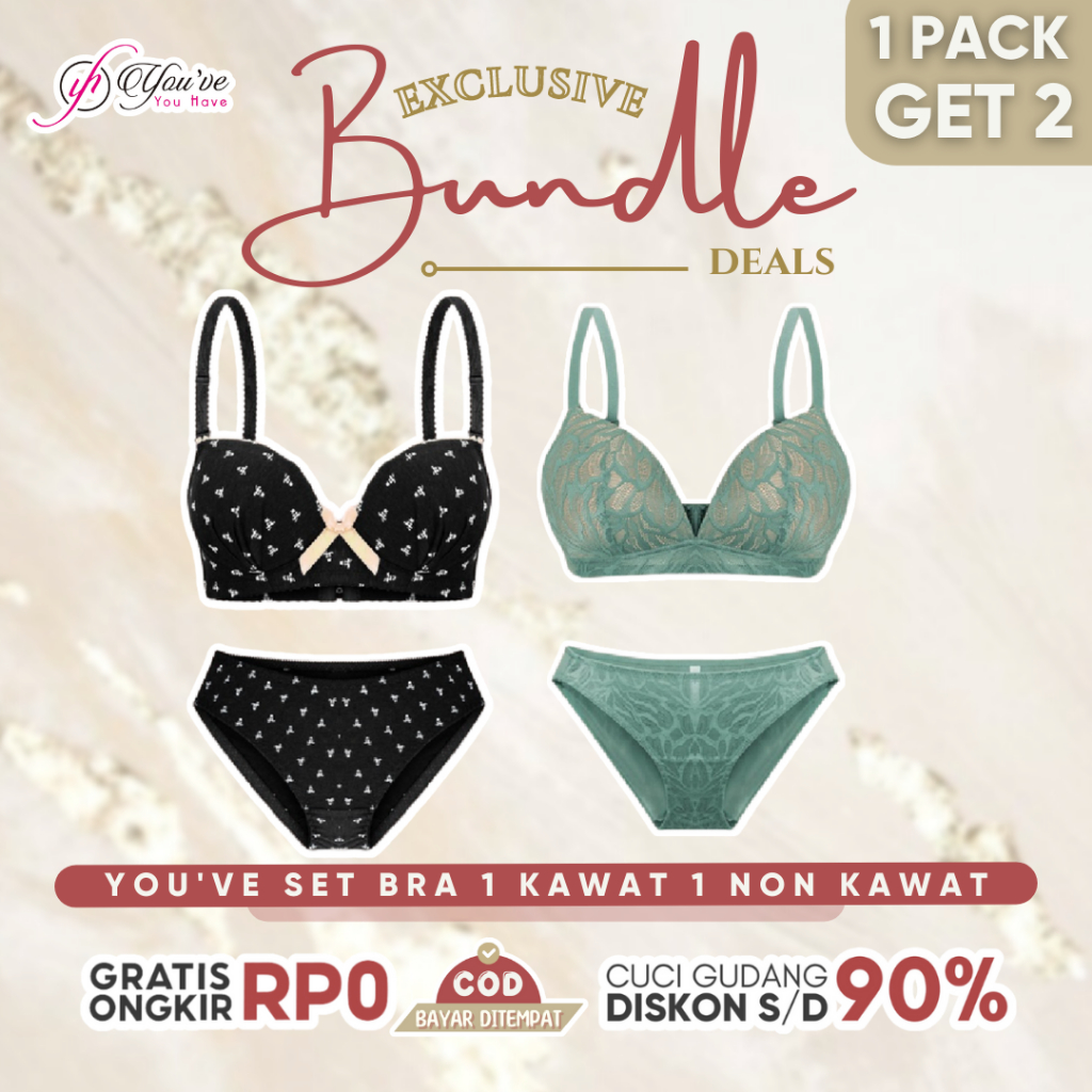 YouHave EXCLUSIVE Paket Bundle SALE 1 Set Bra Tanpa Kawat + 1 Set Bra Kawat. Set Bra Panty Set BH CD