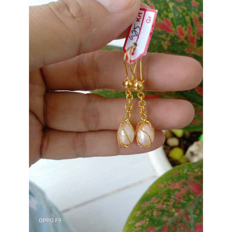 anting paloma perak lapis emas 22karat