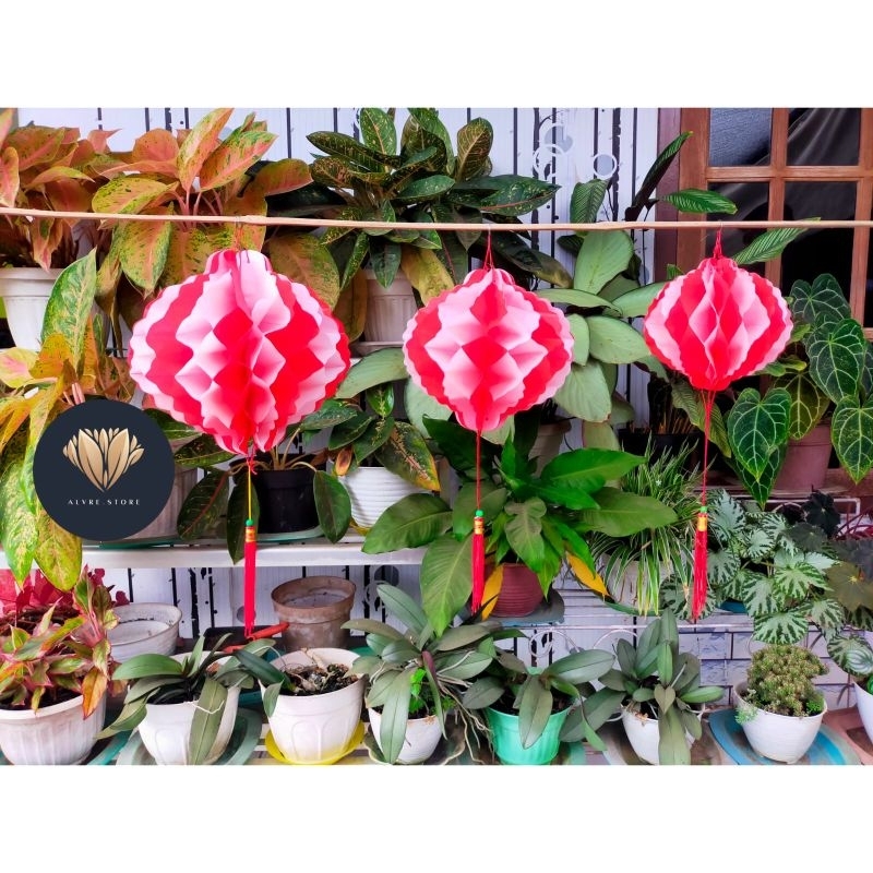 Lampion PVC Ukuran 30/25/20 CM Merah Putih Hiasan Dekorasi Gantungan 17 Agustus Kemerdekaan RI