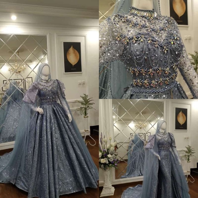 NEW GAUN 3IN.1 SUPER PREMIUM/GAUN SEQIIN CRONOLIN  PENGANTEN 3 IN 1   MEWAH/BAJU PENGANTIN CRINOLIN MODEL TERBARU/GAUN SLIM DRESS/GAUN MODREN /GAUN PENGANTIN BEREKOR/WEDDING DRESS