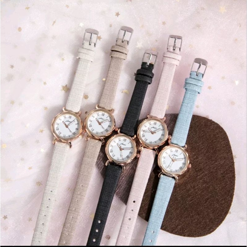 Jam Tangan Harajuku Wanita Kecil Analog Quartz Romawi Fashion Wanita Import (010PU)