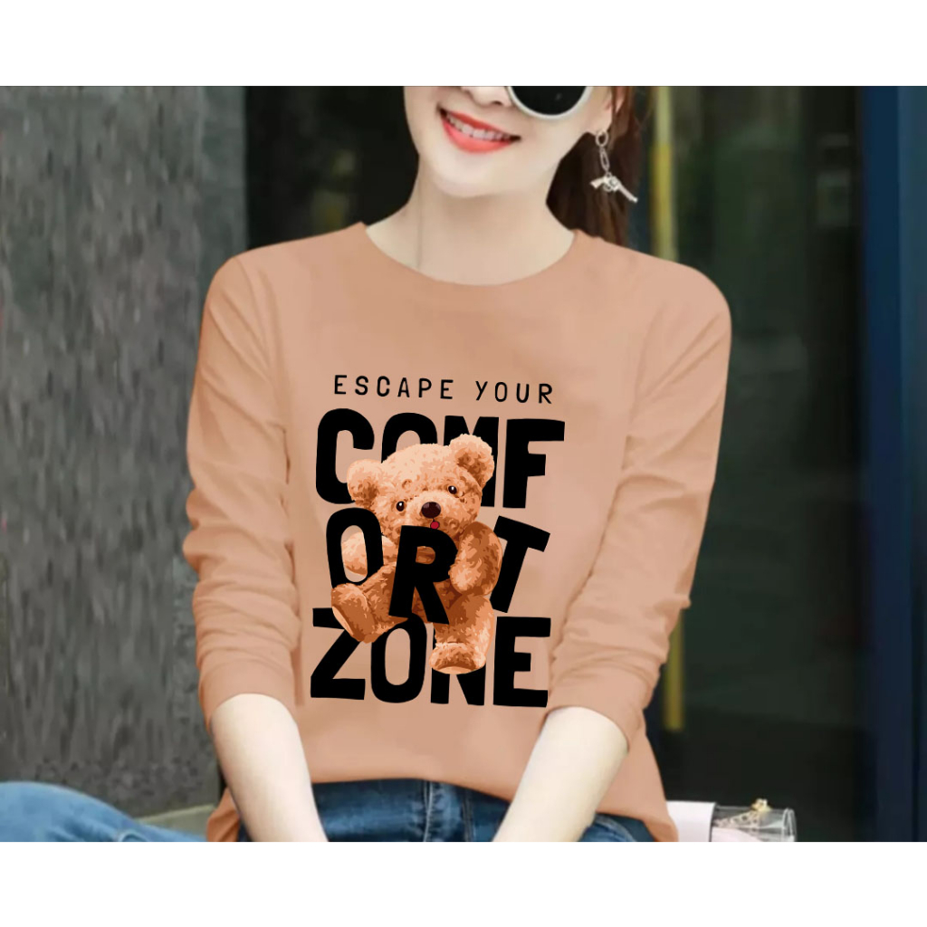 KAOS COMFORT ZONE DEPAN PRIA/WANITA LENGAN PANJANG  COTTON COMBED 24s BASIC T-SHIRT TERBARU