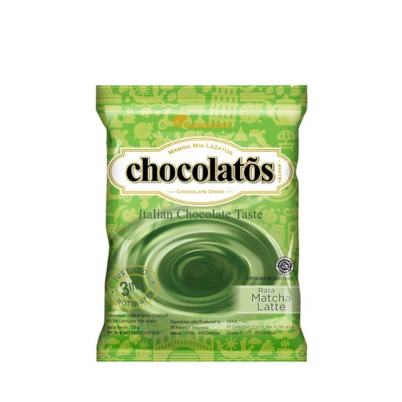 Chocolatos Matcha Drink 24 gr per sachet / Chocolatos Drink Matcha / Chocolatos greentea per pcs