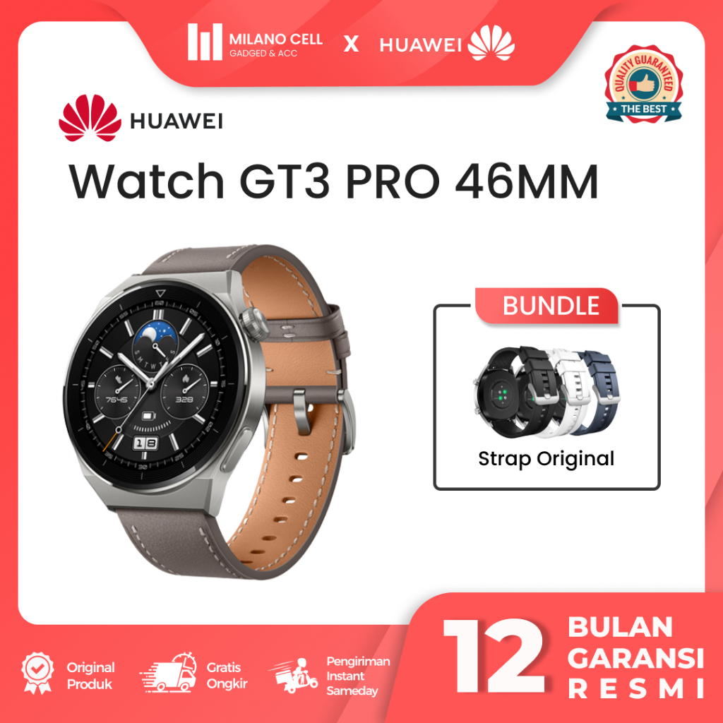 Huawei Watch GT 3 Pro 46mm SmartWatch | ECG | Sapphire Design | Pro Health Care | Classy Workout | Garansi Resmi