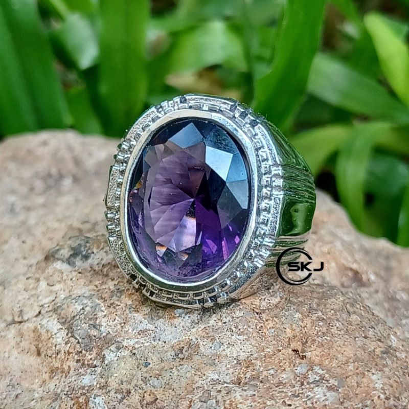 Batu cincin kecubung amethyst full cutting