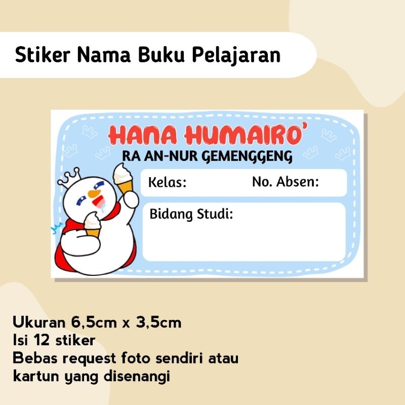 

Stiker nama buku pelajaran murah isi 12 stiker