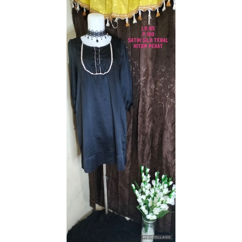 DRESS TUNIK HITAM//DRESS MIDI HITAM//DRESS VINTAGE//DRESS PRELOVED//DRESS SATIN//DRESS SILK PEREMIUM