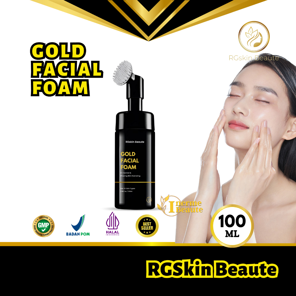 RGskin Beaute Gold Facial Foam Brush 100ml | Sabun Muka Glowing