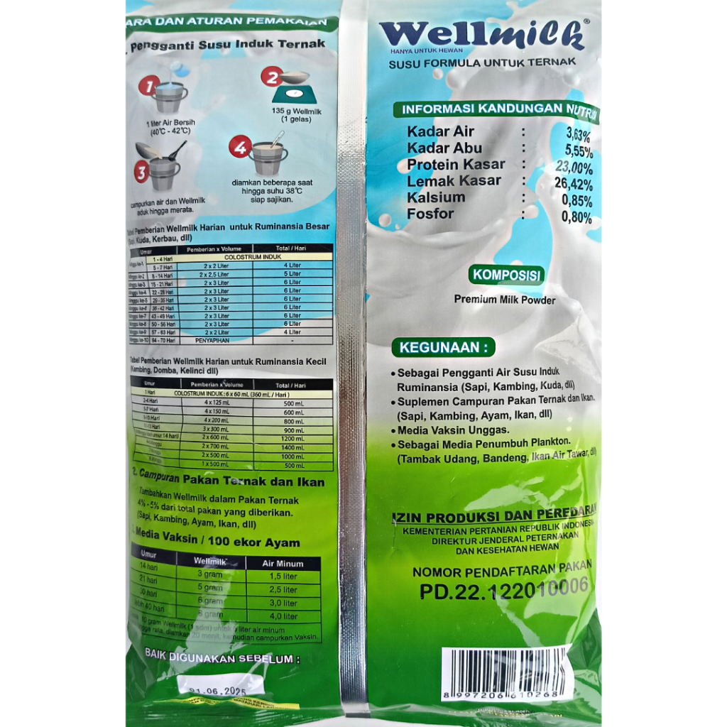 WELLMILK 1 Kg | Susu Hewan Ternak untuk Anak Kambing Cempe Sapi Pedet