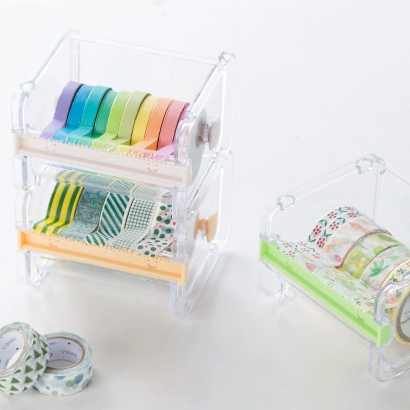 [ORGM] Alat Tulis Kantor Perlengkapan Sekolah Isolasi Masking Tape Dispenser Washi Tape Dispenser Clear Case